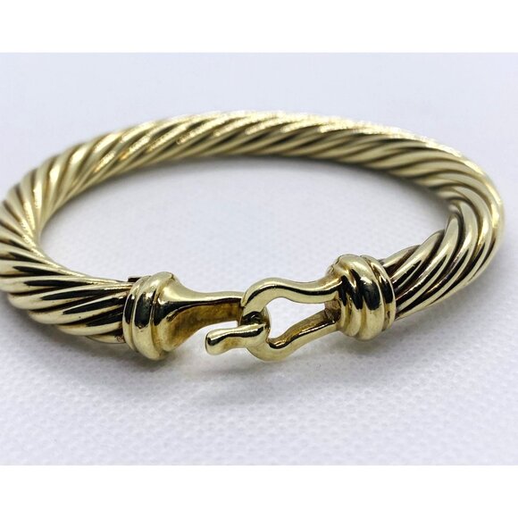 David Yurman Gold Cable Hook Bracelet 14K Gold 25.6g 5.5cm - Picture 11 of 12